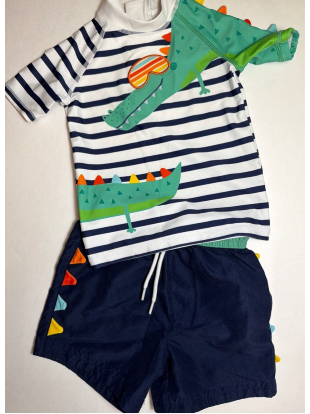 Next Rashguard Top & Swim Trunks 12-18 Months Crocodile Alligator Peek-a-boo